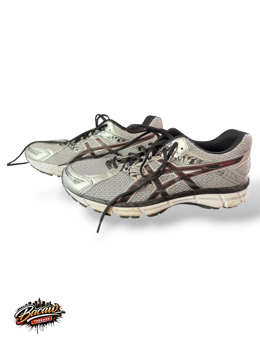 ASICS Gel-Excite 3 men's 11.5 Silver, Black & Red Running Shoes